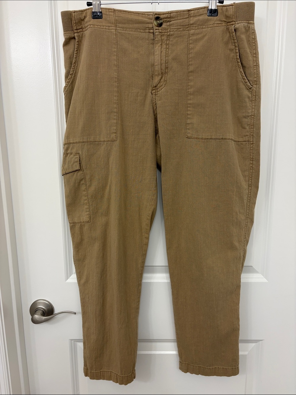Sonoma Cotton Blend Stretchy Women's Tan Cargo Pants with Utility Pocket